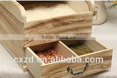 handmade cheap wooden storage rice container