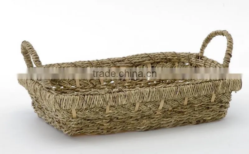 low price straw baskets with handle for gifts
