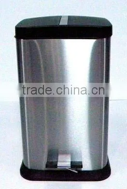 stainless steel square foot pedal trash can with PP lid