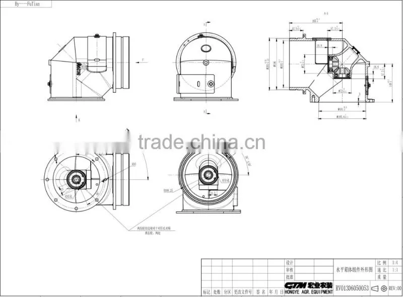 Custom made vertical to horizontal gearbox