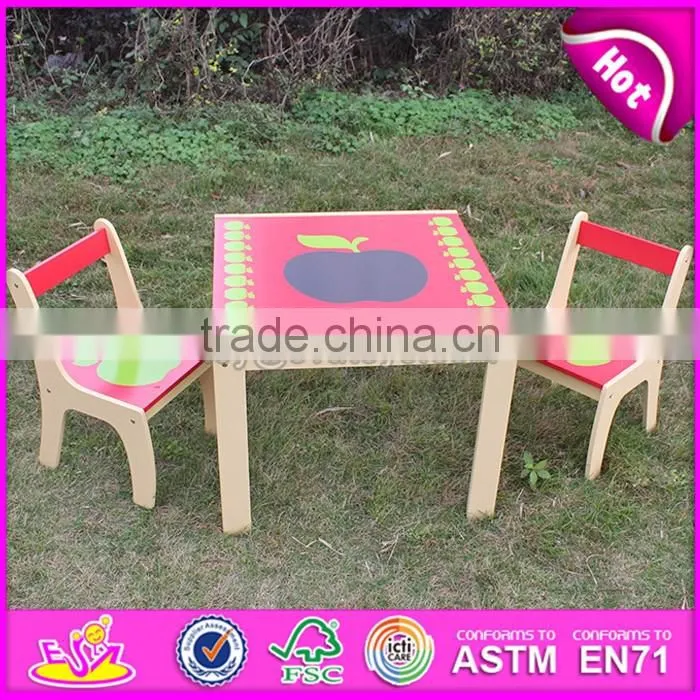 High quality kindergarten table and chairs natural wood daycare furniture W08G209-S