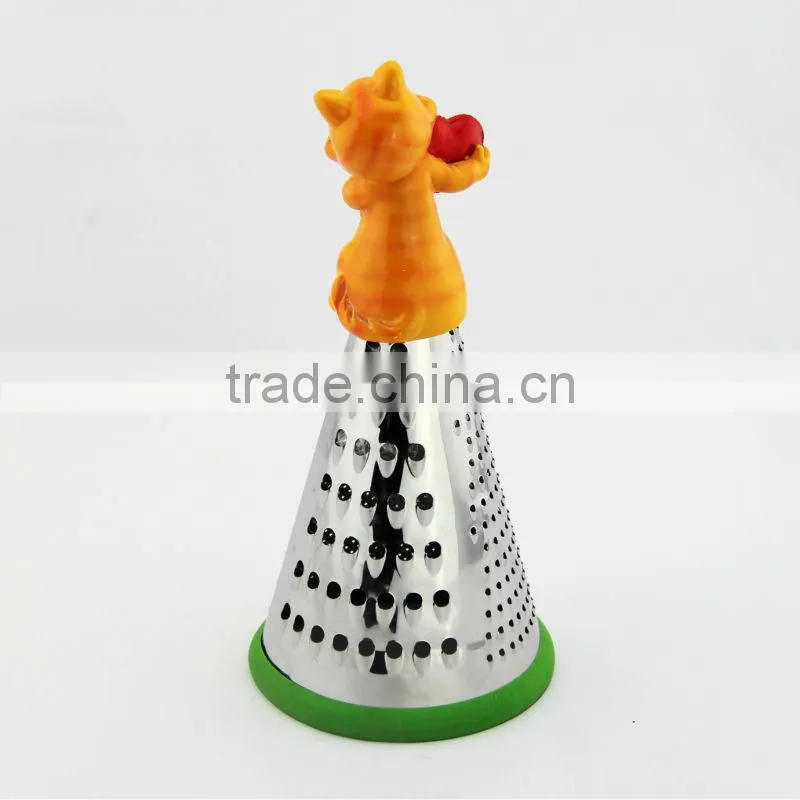 Happy kitten 8 inch resin statue stainless steel kitchen grater EU standard