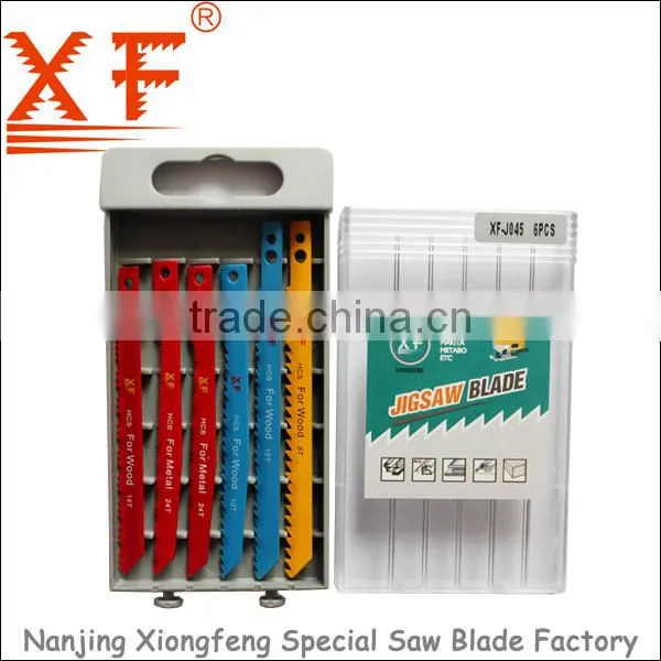6pcs plastic box M-shank jig saw blade: XF-J045