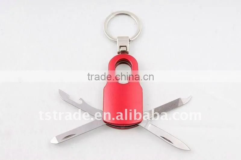 2014 Mini Cute design LED metal utility keychain gift knife K454A