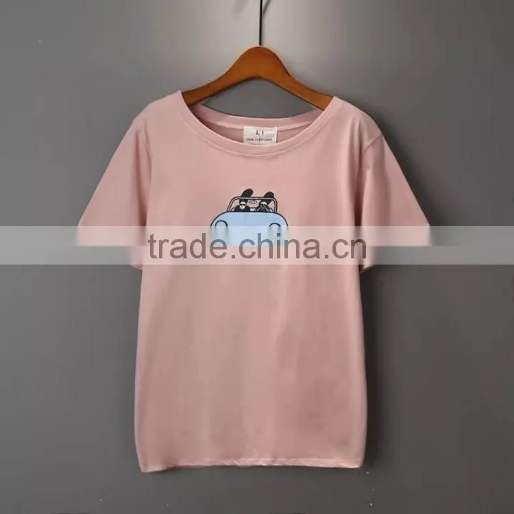 Ladies fahion clothing T shirt wholesale china V neck loose fit plain t shirt for women