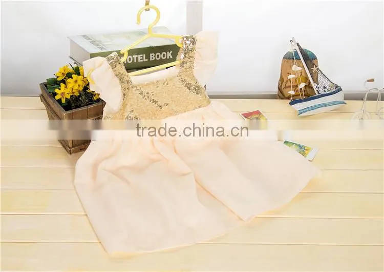 Baby girls cotton sequin halter dress set girls party wearing dress