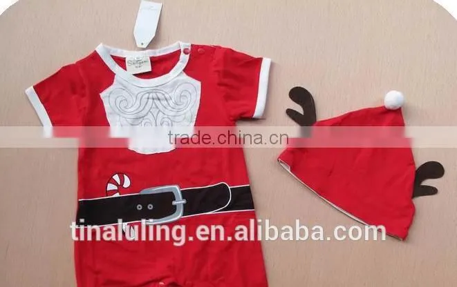2015 new baby christmas clothes,baby romper blank with hat