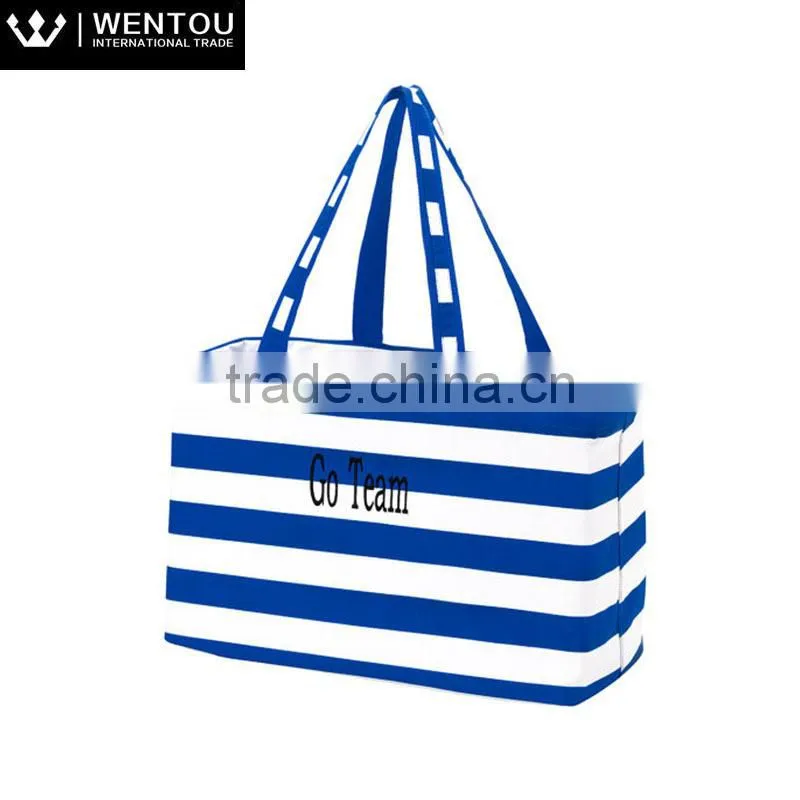 Fashion Women Plain Striped Large Utility Tote Bag