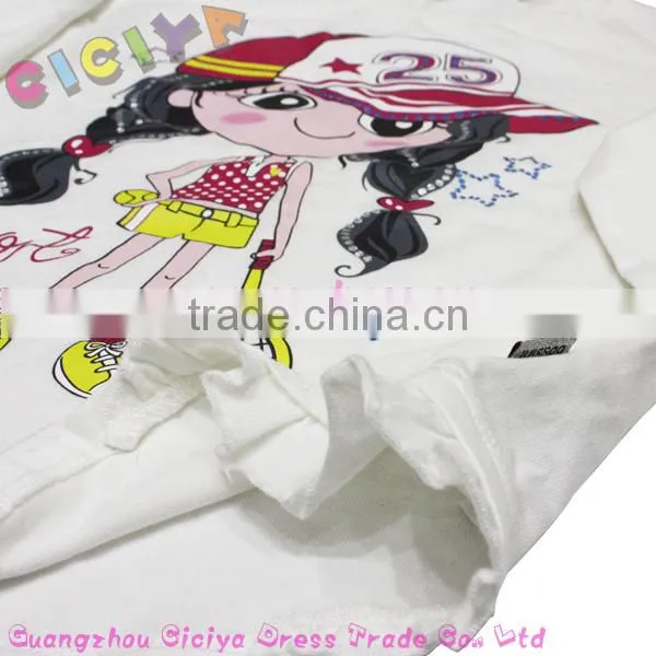 Children girls t-shirts long sleeve printed design white color tshirts