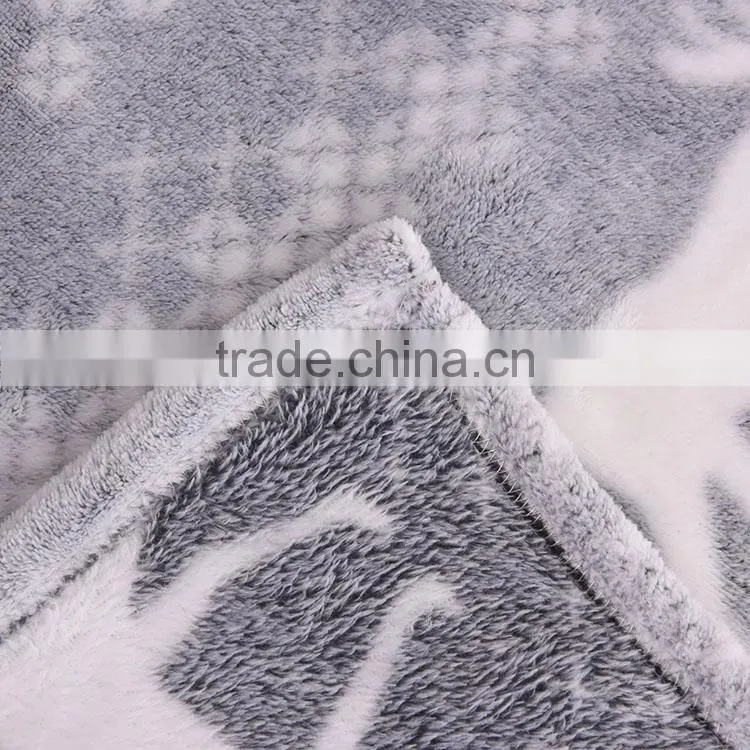 100% polyester super soft christmas elk back print flannel fleece blanket