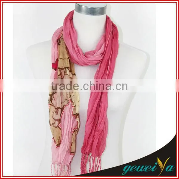 Tassels Cartoon Sheep Pattern Crumpled Scarf