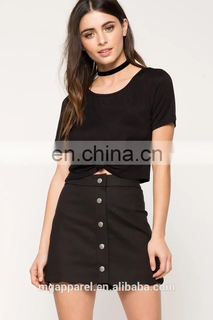 Fashion women shirts and tops latest short sleeve tied front woman top