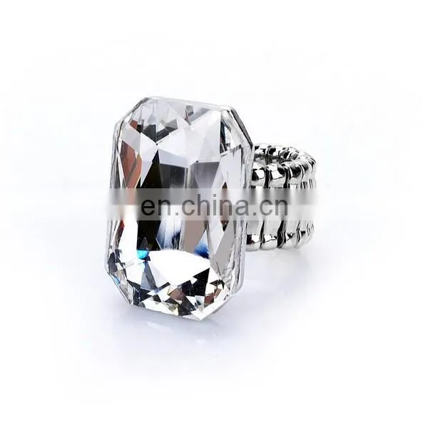 Fashion Rectangle Zircon Ring Stretched Knuckle Ring 7 Colors In Stock