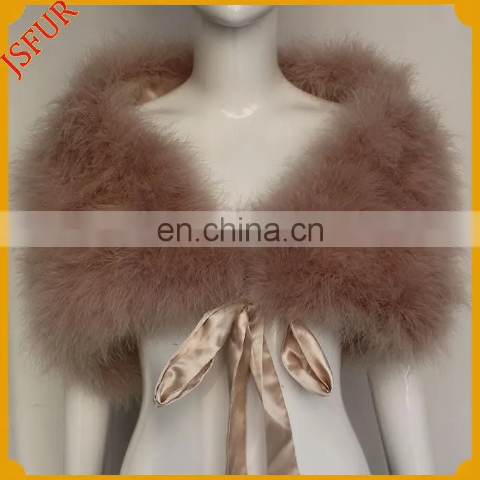 Classic Style Short Sleeve Women Coat Real Turkey Feather Vest Shawl Made In Turkey