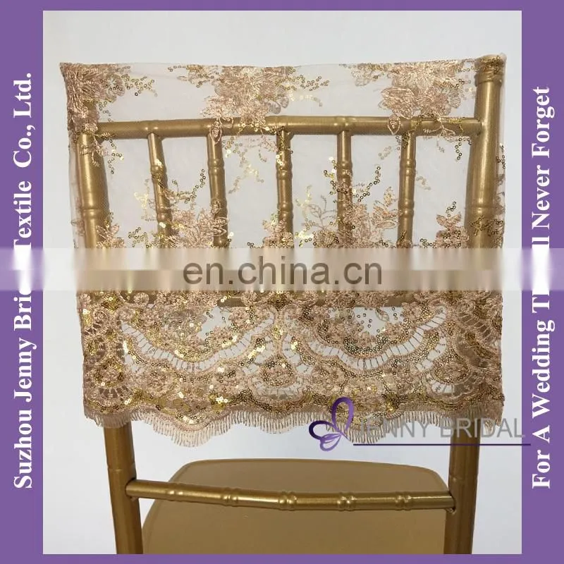 C462A ivory chair cap covers embroidered lace sequin chair cover chair sash
