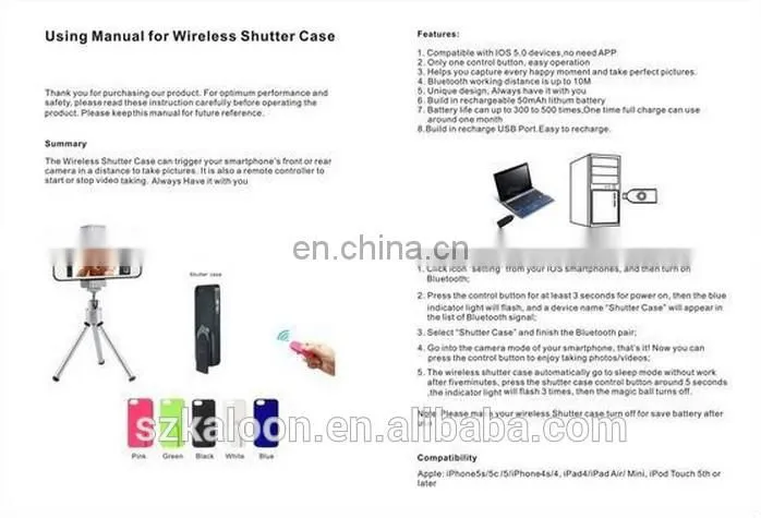 2014 NEW ARRIVAL bluetooth selfie case for phones