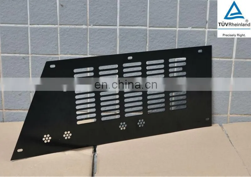 custom machining Precision with flower design .090 ALU pwdr ct blk side panel small truck mount plate