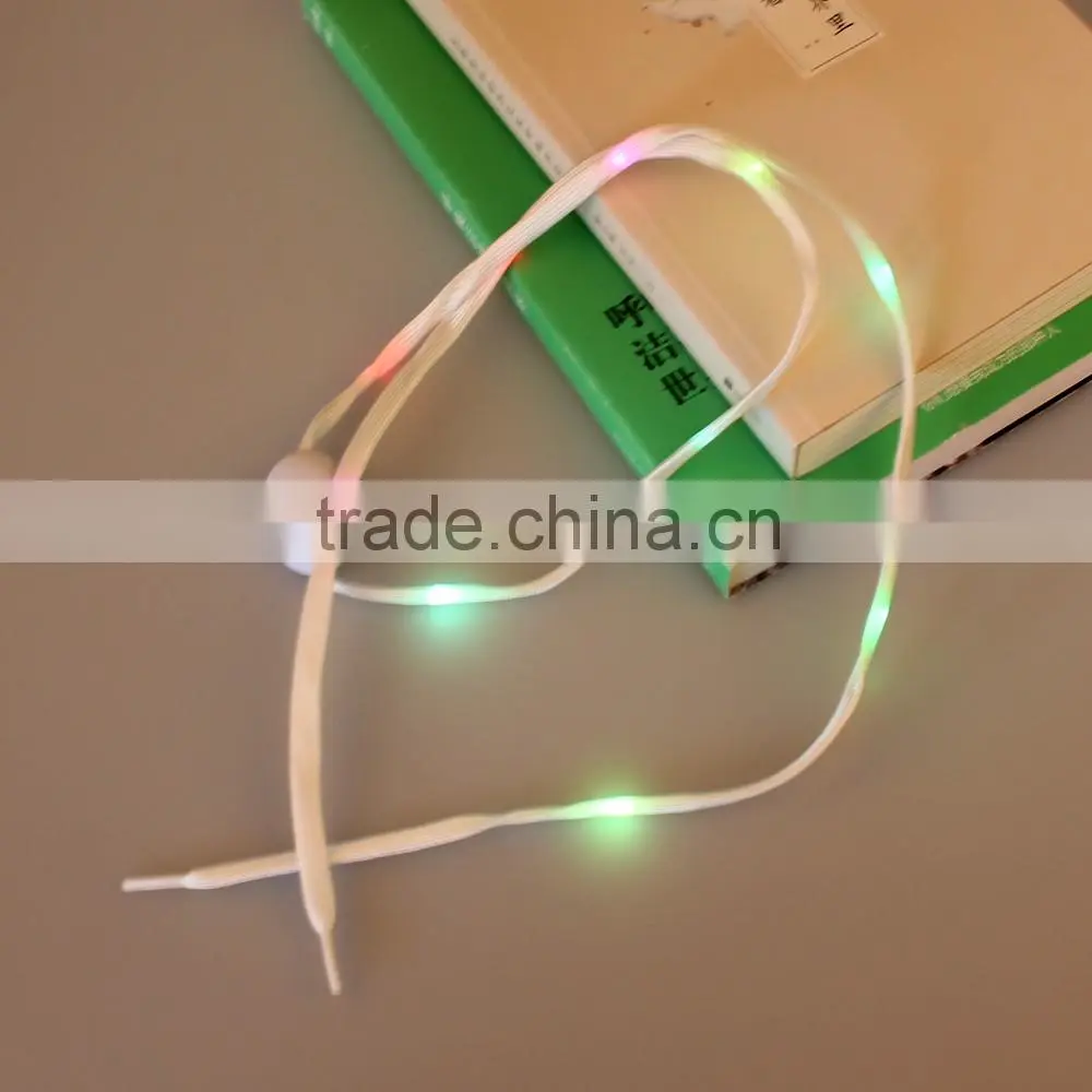2016 Hot sale fashion LED light shoestring/colorful LED shoelace for party
