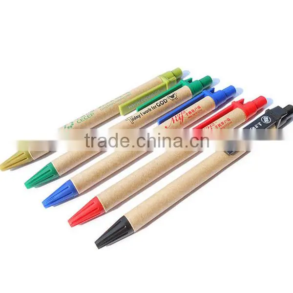 Eco friendly kraft paper Recycle promotion kraft paper pen with logo printing