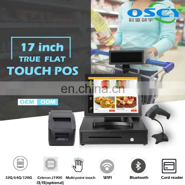 17'' HDMI capacitive Touch Screen POS LED Monitor with VGA and HDMI Port and Cable, for Retail, Restaurant, Bar, Gym, Warehouse