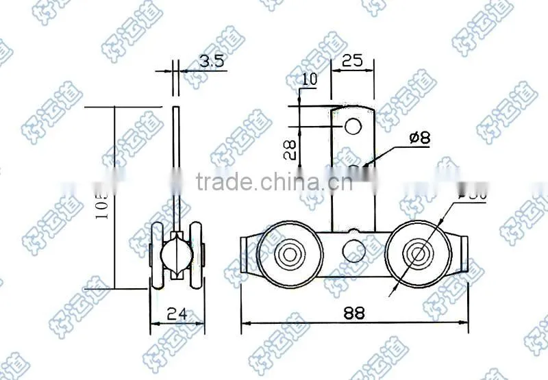 07125 Curtain sider trailer roller double rollers
