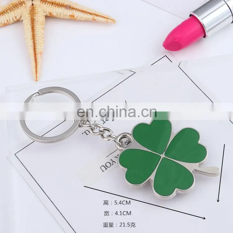 High Quality Green Leaf clover Keychain Fashion Creative Beautiful Four Leaf Clover Lucky Key Chain Jewelry