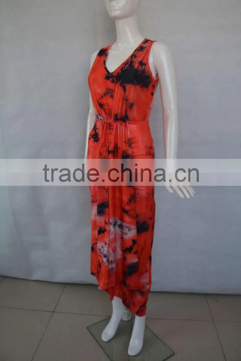 fashion dress Sexy V collar dress Sleeveless evening dress