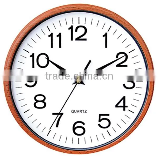 Wooden Color Cheap Plastic material Wall Clock