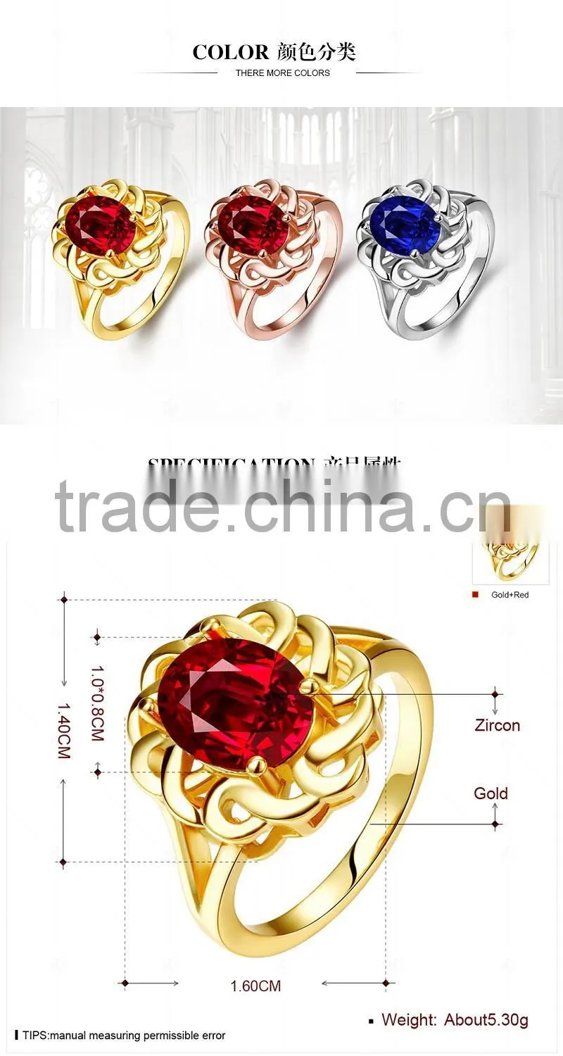 Gold Plated Jewelry Womens Ring with crystal For Engagement Ring