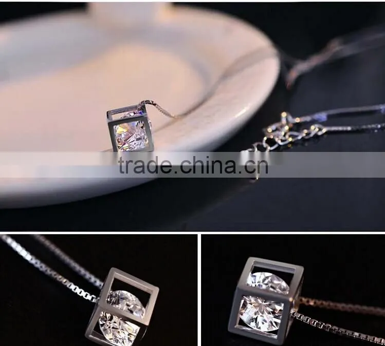 New products for lovers & girl and women love of window diamond 925 silver necklace