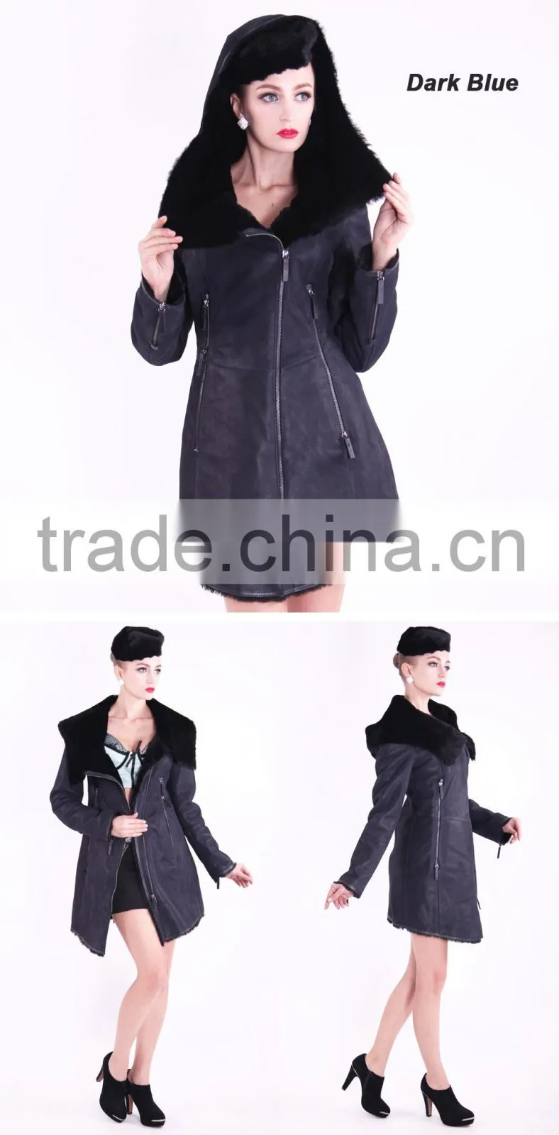New Design Used Long Winter Women Coat With Medium Length Wool Fur