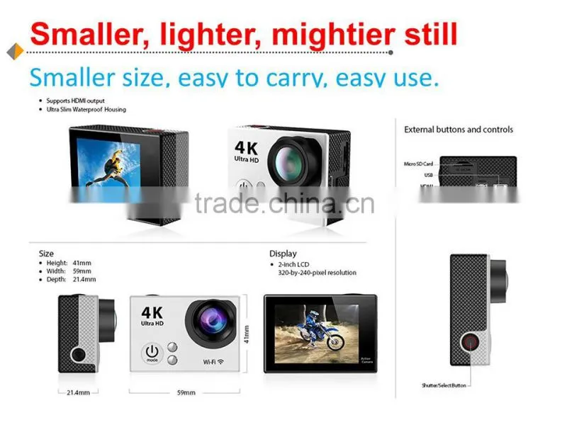 hot sales! WiFi Waterproof Dual Screen 4K 25fps/ 2.7K 30fps/ 1080P 60fps HD Sports Camera--DV-16