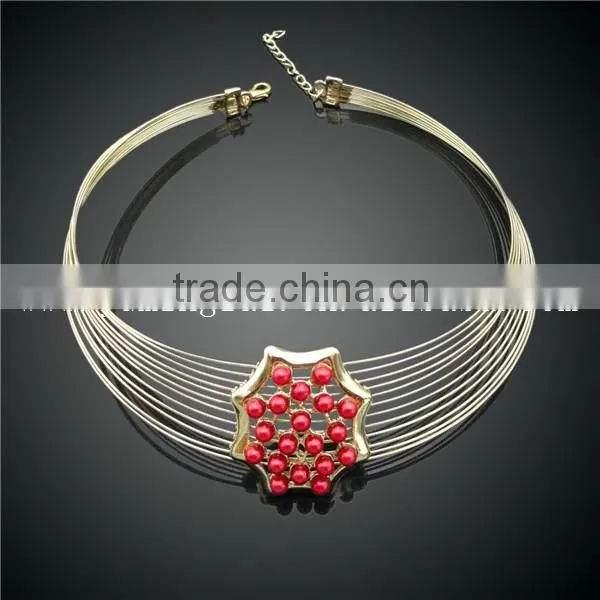 Gold plated fashion jewelry set in China with red coral beads design jewelry