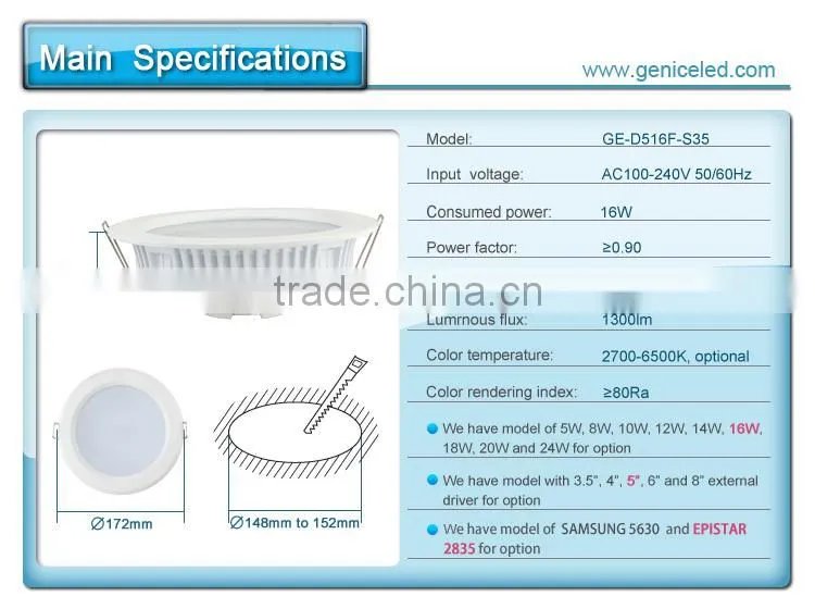5inch LED Recessed Retrofit Downlight 16w 4000k 1300 Lumens