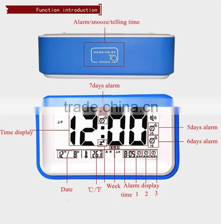New Design Promotion Item Smart Voice Telling Multi-functional USB Digital LCD Display Alarm Clock