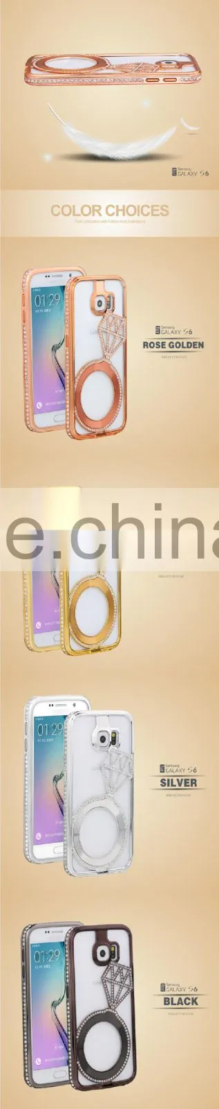 Shengo Own Ring Design Diamond Cell Phone Case for Samsung Galaxy S6 Edge