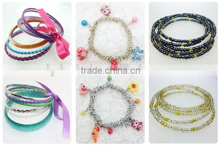 kids bead jewelry set girls favourite colorful environmental custom design elastic bracelet resin silicone bead bracelet