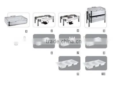 Indian chafing dish, serving dishes with stand