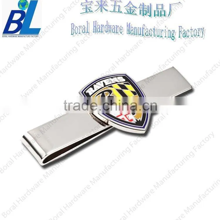 Classic metal sports tie clip with enamel piece