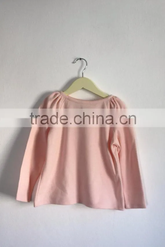 Folded Sleeves Girls Peachy Long Sleeves Cotton Shirt &Children Clothing