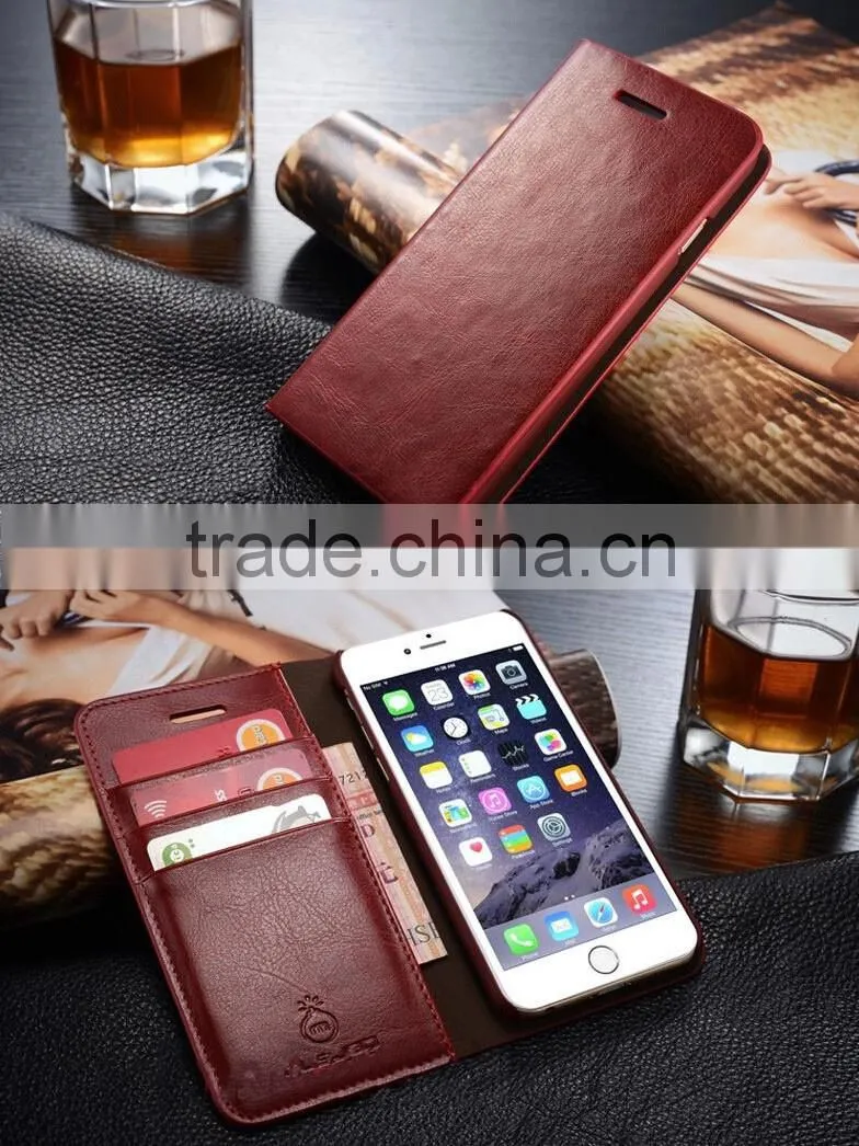Slim origina leather card slot case wallet case cover for iphone samsung s6 core
