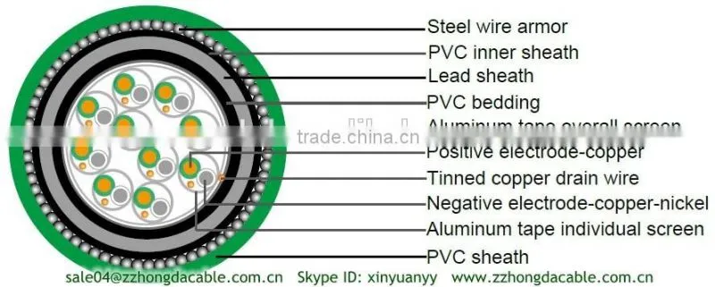 multicore XLPE Insulation pair instrumentation cable with GSW armored 600/1000V