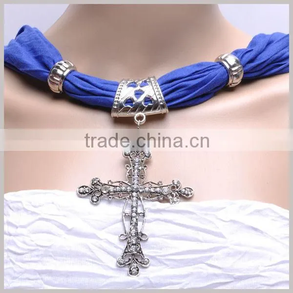 Fashion Lady Scarf with Antique diamond inlay Cross necklace