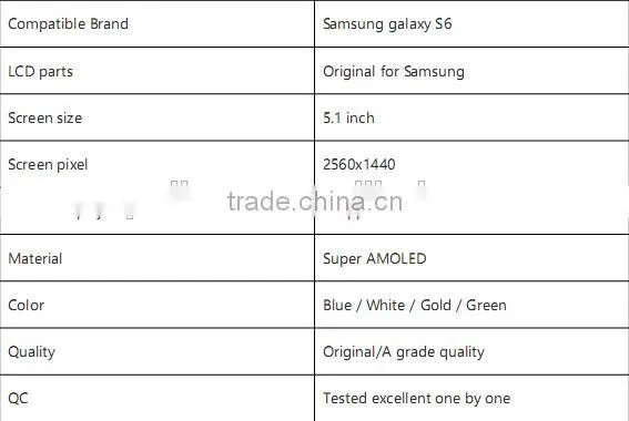 Original quality lcd screen for samsung s6/for Samsung S6 LCD