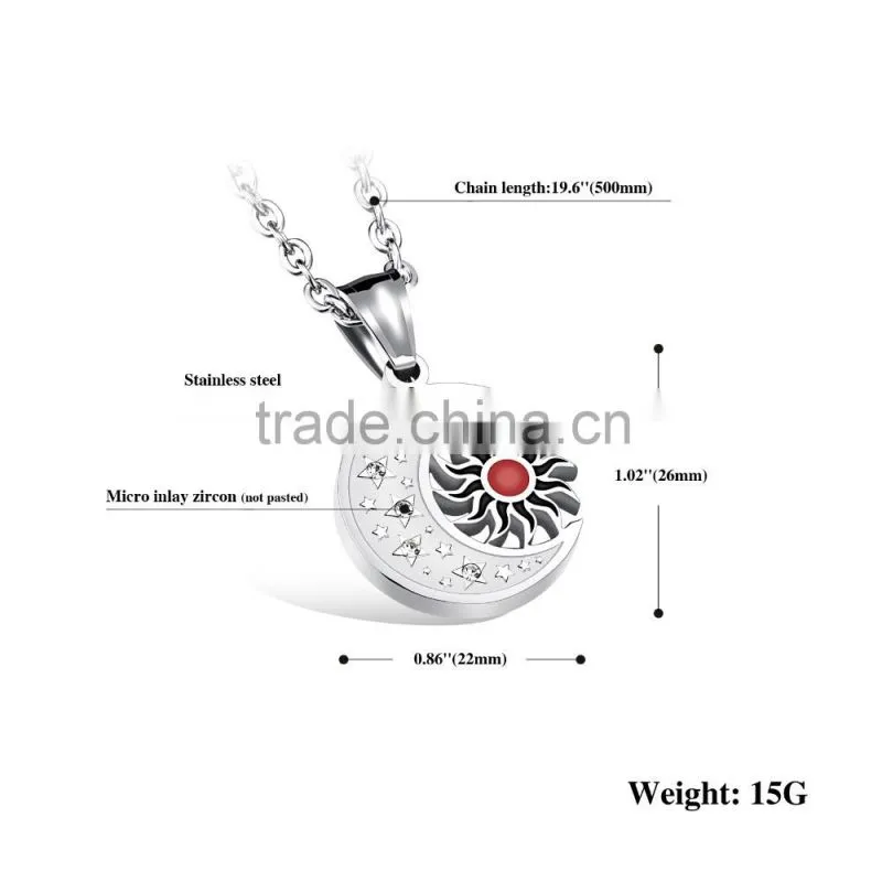 wholesale fashion pendant bulk stainless steel Apollo sale sun necklace with moon