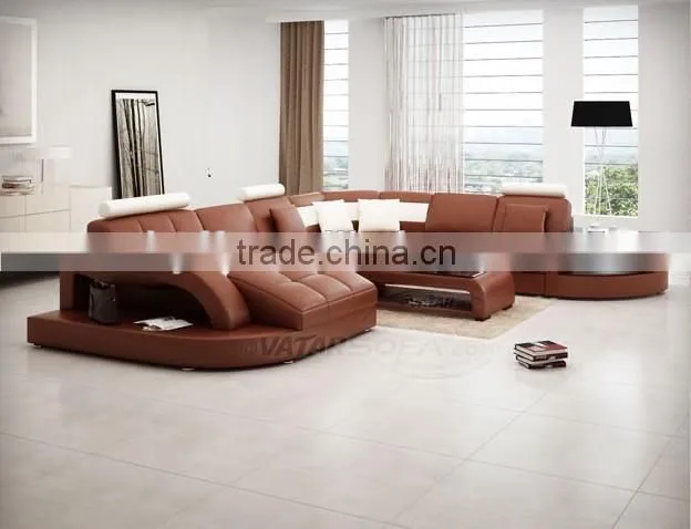 Round genuine italy leather corner office sofas HYZ69