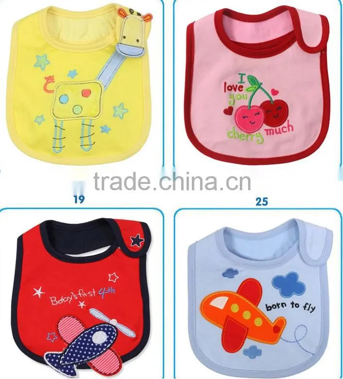 2015 Hot Sale Multi styles Cartoon cotton Baby Bibs wholesale