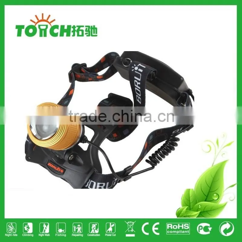 3 functions zoom head light night riding 10 w 2000lm 4 colors fouce outdoor camping headlamp