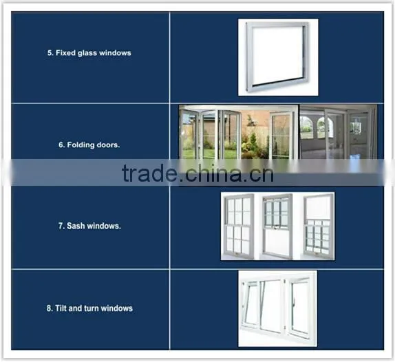60mm series pvc sliding windows with grill design