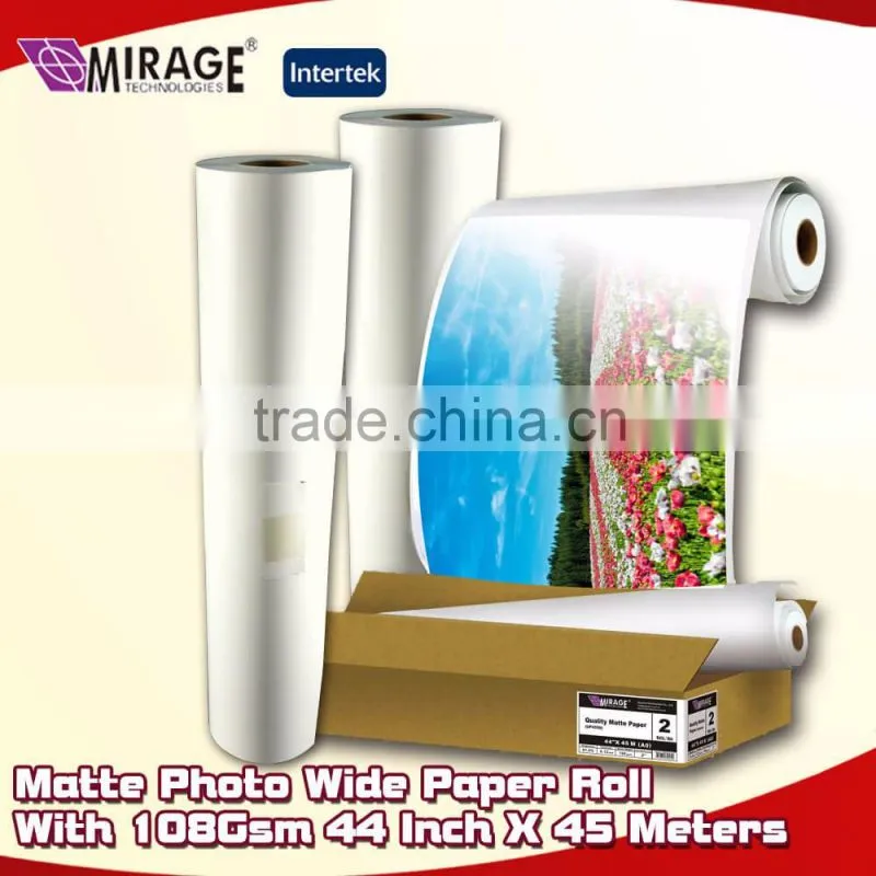 Matte Photo Wide Paper Roll With 108Gsm 44 Inch X 45 Meters
